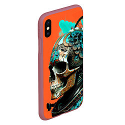 Чехол iPhone XS Max матовый Art skull - irezumi - Japan, цвет: 3D-малиновый — фото 2