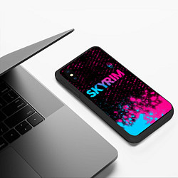 Чехол iPhone XS Max матовый Skyrim - neon gradient: символ сверху, цвет: 3D-черный — фото 2
