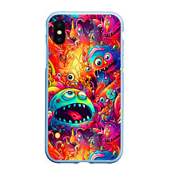 Чехол iPhone XS Max матовый Кислотные чудики, цвет: 3D-голубой