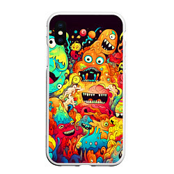 Чехол iPhone XS Max матовый Зубастые галлюцинации, цвет: 3D-белый