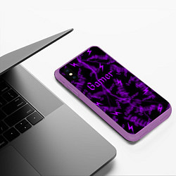 Чехол iPhone XS Max матовый Геймер - паттерн, цвет: 3D-фиолетовый — фото 2