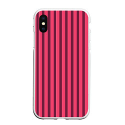 Чехол iPhone XS Max матовый Полосатый тёмно-розовый, цвет: 3D-белый