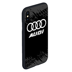 Чехол iPhone XS Max матовый Audi speed на темном фоне со следами шин, цвет: 3D-черный — фото 2