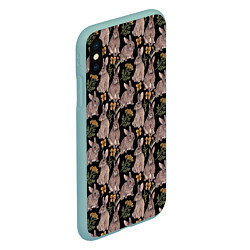 Чехол iPhone XS Max матовый Зайцы и пижма, цвет: 3D-мятный — фото 2