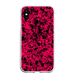 Чехол iPhone XS Max матовый Ярко-розовый пятнистый