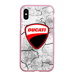 Чехол iPhone XS Max матовый Ducati - потресканная земля, цвет: 3D-розовый