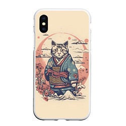 Чехол iPhone XS Max матовый Кот-самурай, цвет: 3D-белый