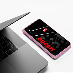 Чехол iPhone XS Max матовый Ducati - технологическая броня, цвет: 3D-розовый — фото 2