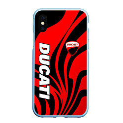 Чехол iPhone XS Max матовый Ducati - red stripes, цвет: 3D-голубой