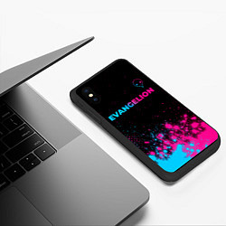 Чехол iPhone XS Max матовый Evangelion - neon gradient: символ сверху, цвет: 3D-черный — фото 2