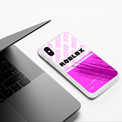 Чехол iPhone XS Max матовый Roblox pro gaming: символ сверху, цвет: 3D-белый — фото 2