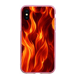 Чехол iPhone XS Max матовый Пламя огня, цвет: 3D-розовый
