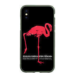 Чехол iPhone XS Max матовый Фламинго - Мюнхен, цвет: 3D-темно-зеленый