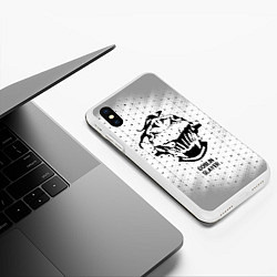 Чехол iPhone XS Max матовый Goblin Slayer glitch на светлом фоне, цвет: 3D-белый — фото 2