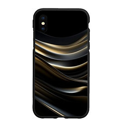 Чехол iPhone XS Max матовый Чёрно-золотой градиент