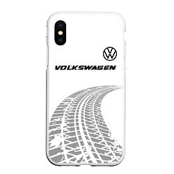 Чехол iPhone XS Max матовый Volkswagen speed на светлом фоне со следами шин: с