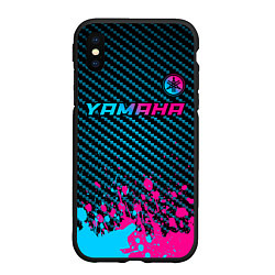 Чехол iPhone XS Max матовый Yamaha - neon gradient: символ сверху