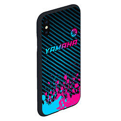 Чехол iPhone XS Max матовый Yamaha - neon gradient: символ сверху, цвет: 3D-черный — фото 2