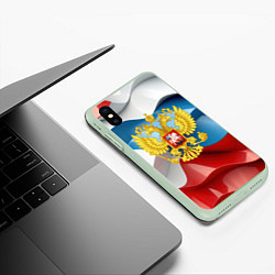 Чехол iPhone XS Max матовый Герб России триколор, цвет: 3D-салатовый — фото 2