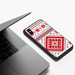 Чехол iPhone XS Max матовый Удмуртская роспись, цвет: 3D-черный — фото 2
