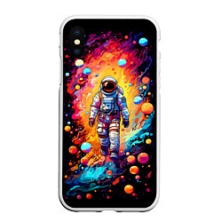 Чехол iPhone XS Max матовый Астронавт на прогулке, цвет: 3D-белый