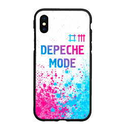 Чехол iPhone XS Max матовый Depeche Mode neon gradient style: символ сверху, цвет: 3D-черный