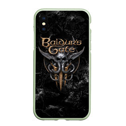 Чехол iPhone XS Max матовый Baldurs Gate 3 dark logo, цвет: 3D-салатовый