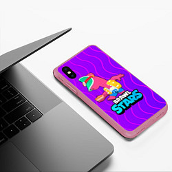 Чехол iPhone XS Max матовый Doug Brawl Stars, цвет: 3D-малиновый — фото 2