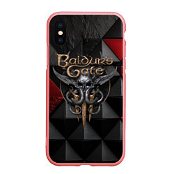 Чехол iPhone XS Max матовый Baldurs Gate 3 logo red black, цвет: 3D-баблгам
