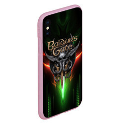 Чехол iPhone XS Max матовый Baldurs Gate 3 logo green red light, цвет: 3D-розовый — фото 2