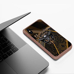 Чехол iPhone XS Max матовый Baldurs Gate 3 logo dark gold geometry, цвет: 3D-коричневый — фото 2