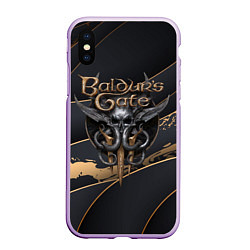 Чехол iPhone XS Max матовый Baldurs Gate 3 logo dark logo, цвет: 3D-сиреневый