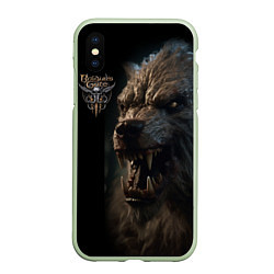 Чехол iPhone XS Max матовый Baldurs Gate 3 лого и оборотень, цвет: 3D-салатовый