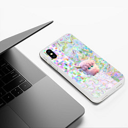 Чехол iPhone XS Max матовый Розовый пушистый монстрик, цвет: 3D-белый — фото 2