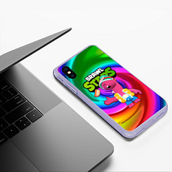 Чехол iPhone XS Max матовый Даг радужный фон, цвет: 3D-светло-сиреневый — фото 2