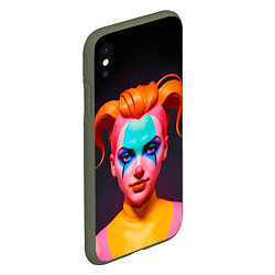 Чехол iPhone XS Max матовый Девушка клоун с жёлтыми волосами, цвет: 3D-темно-зеленый — фото 2