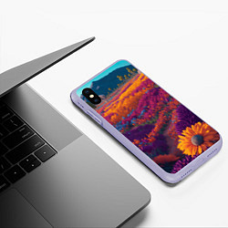 Чехол iPhone XS Max матовый Цветочный луг, цвет: 3D-светло-сиреневый — фото 2