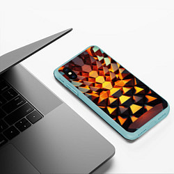 Чехол iPhone XS Max матовый Объемные кубы полигон, цвет: 3D-мятный — фото 2