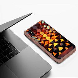 Чехол iPhone XS Max матовый Объемные кубы полигон, цвет: 3D-коричневый — фото 2