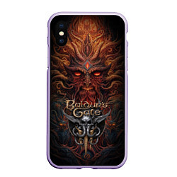 Чехол iPhone XS Max матовый Baldurs Gate 3 logo demon, цвет: 3D-светло-сиреневый