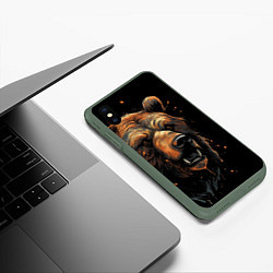 Чехол iPhone XS Max матовый Бурый медведь, цвет: 3D-темно-зеленый — фото 2