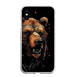 Чехол iPhone XS Max матовый Бурый медведь, цвет: 3D-белый