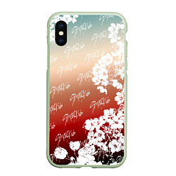 Чехол iPhone XS Max матовый Stray Kids flowers, цвет: 3D-салатовый