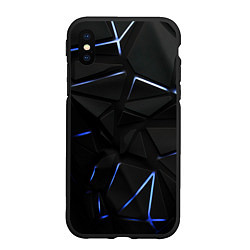 Чехол iPhone XS Max матовый Black texture neon line