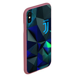 Чехол iPhone XS Max матовый Juventus blue abstract logo, цвет: 3D-малиновый — фото 2