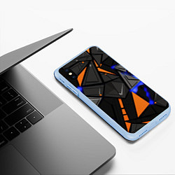 Чехол iPhone XS Max матовый Orange black style, цвет: 3D-голубой — фото 2