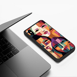 Чехол iPhone XS Max матовый Геометрические портреты девушек, цвет: 3D-черный — фото 2
