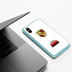 Чехол iPhone XS Max матовый Porsche car, цвет: 3D-мятный — фото 2