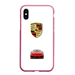 Чехол iPhone XS Max матовый Porsche car, цвет: 3D-малиновый