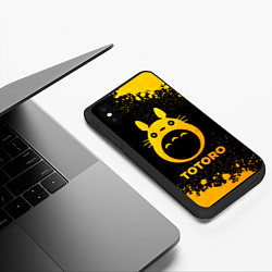 Чехол iPhone XS Max матовый Totoro - gold gradient, цвет: 3D-черный — фото 2